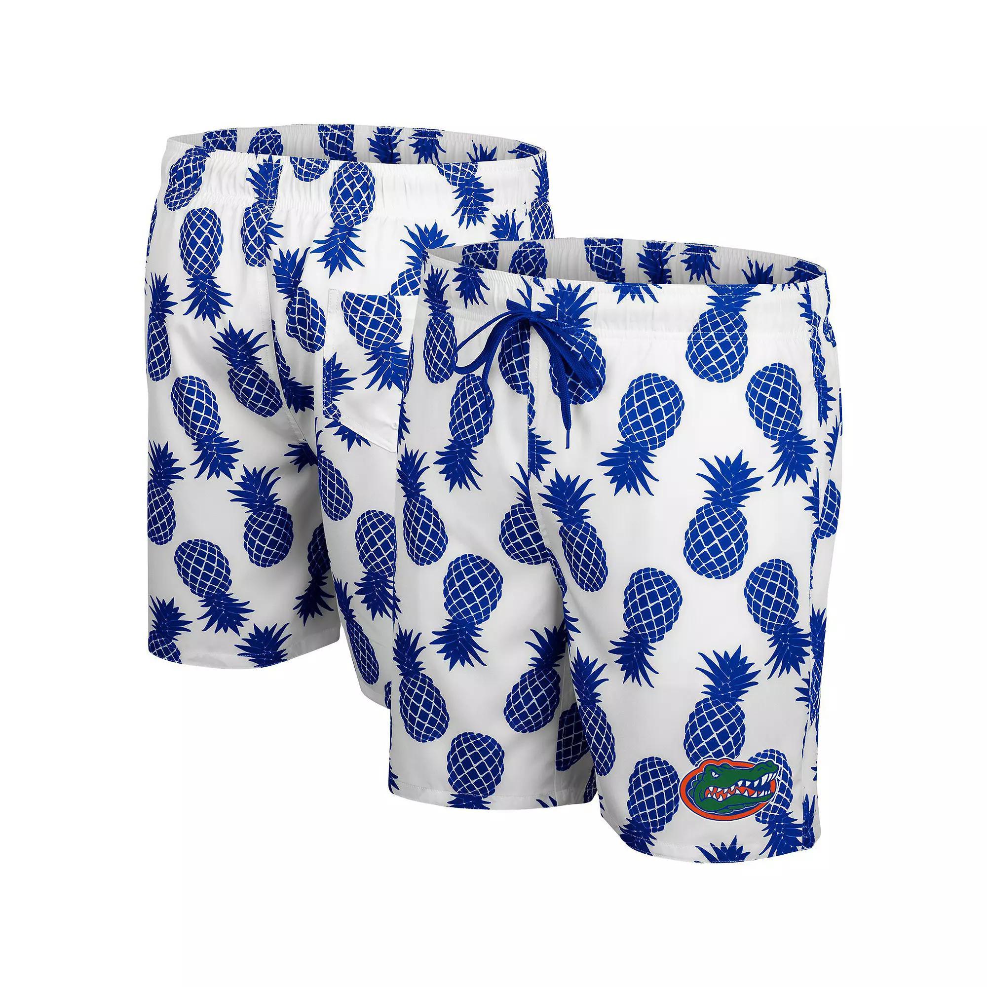 Men's Colosseum White/Maroon Mississippi State Bulldogs Pineapple Swim Shorts, Size: Small, Mst White Product Image