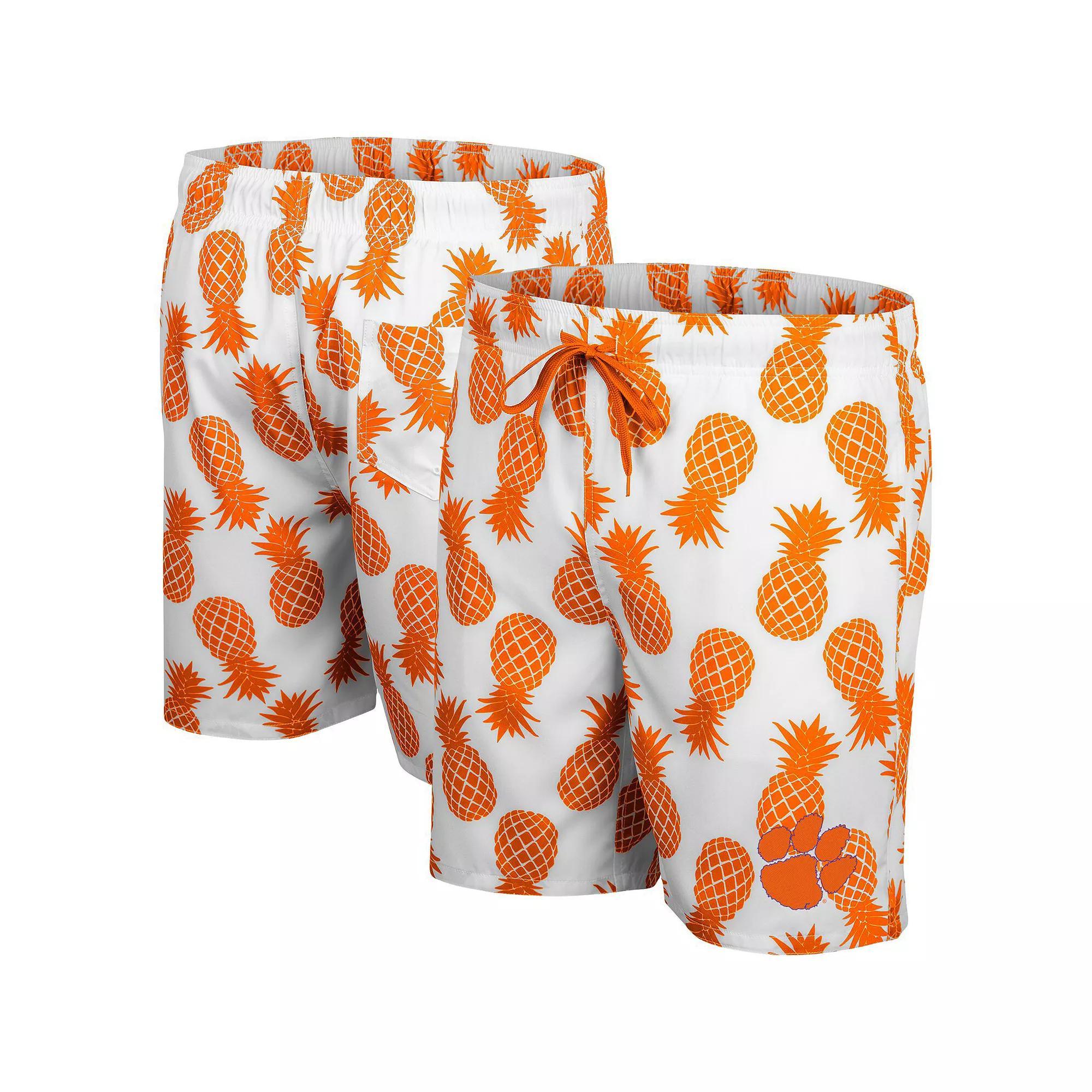 Men's Colosseum White/Orange Clemson Tigers Pineapple Swim Shorts, Size: Small Product Image