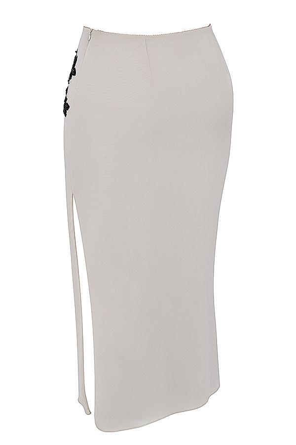 Amal Champagne Beaded Midi Skirt Product Image
