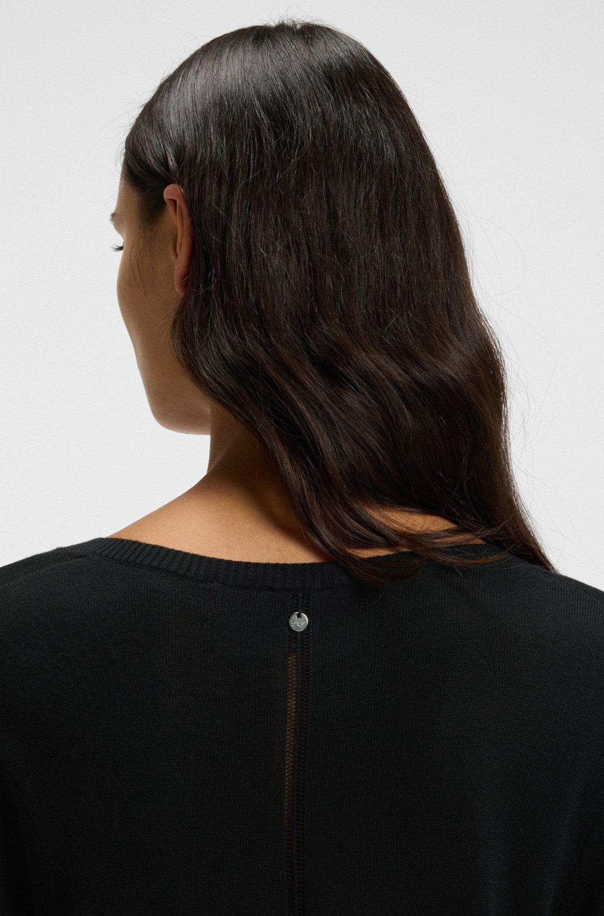 V-neck sweater with openwork stitching Product Image