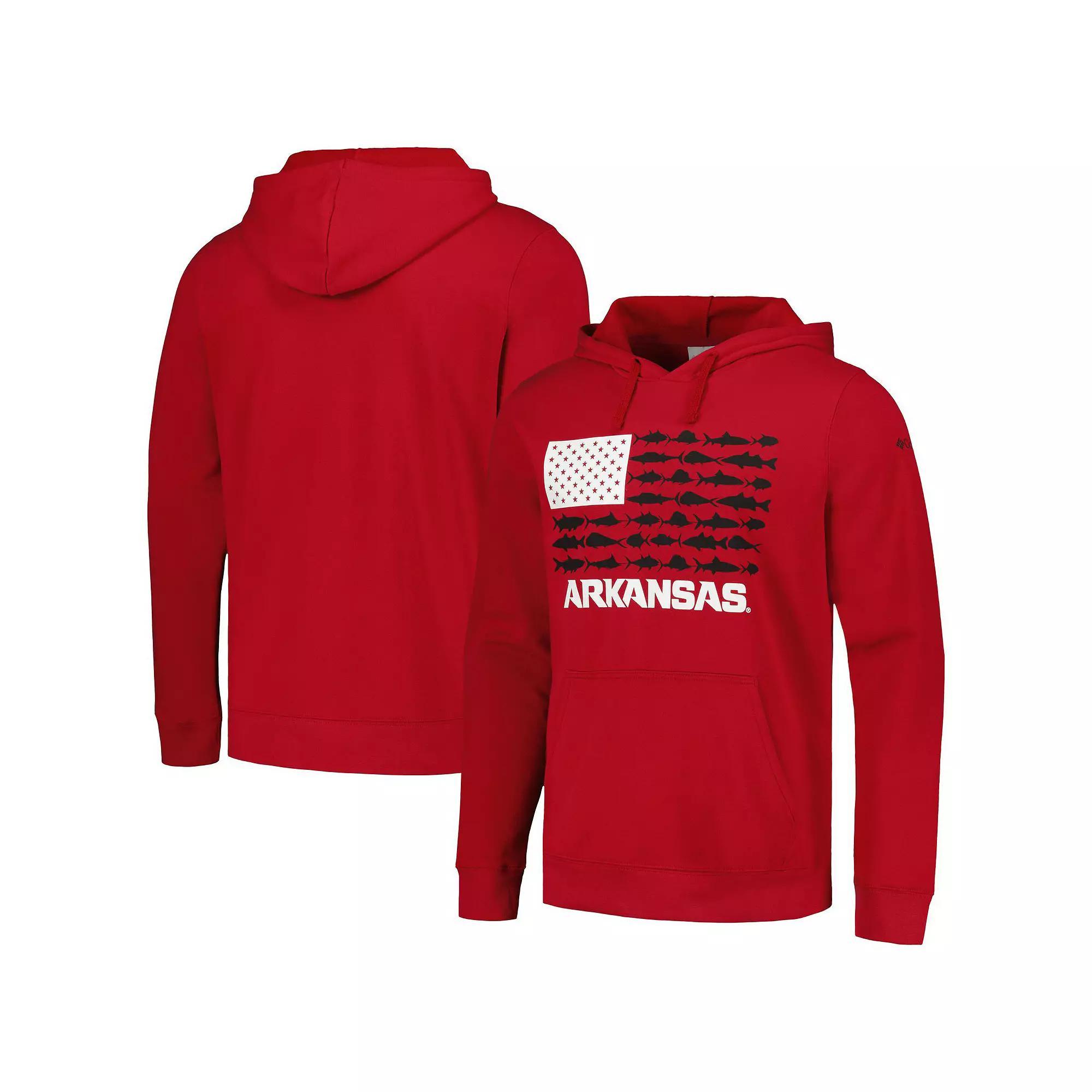 Mens Columbia Cardinal Arkansas Razorbacks PFG Fish Flag II Pullover Hoodie Product Image