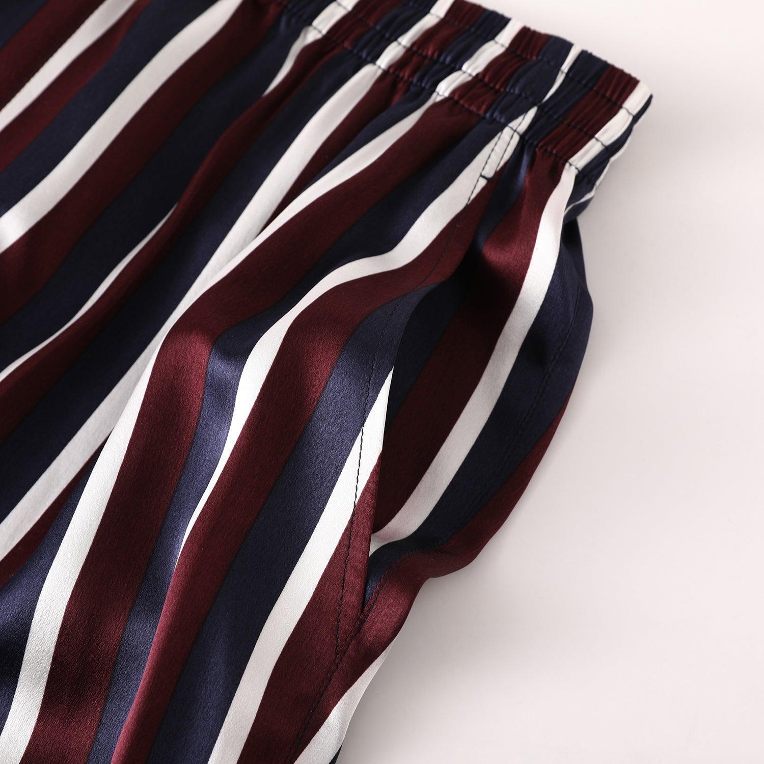 Pure Mulberry Silk Striped Men's Shorts | Mid Waist | 19 Momme Silk Charmeuse Product Image