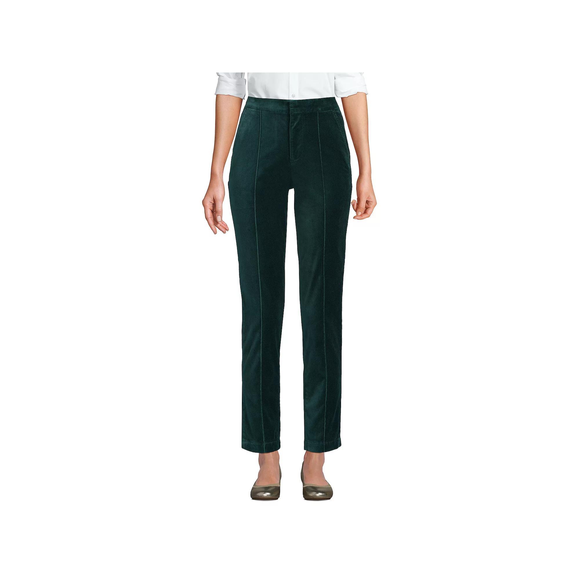 Women's Lands' End Velvet High Rise Pintuck Pencil Ankle Pants, Size: 18, Deep Balsam Product Image
