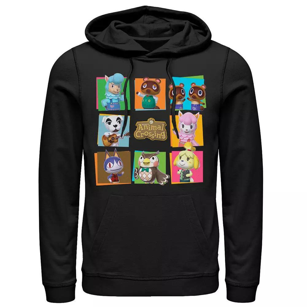 Men's Animal Crossing Group Shot Panels Hoodie, Size: XL, Black Product Image