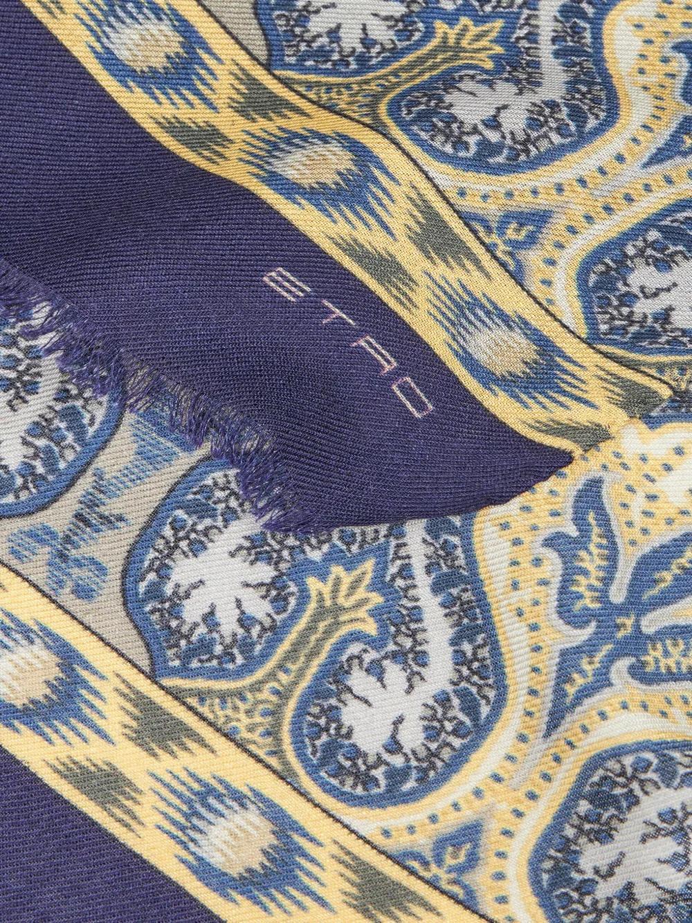 ETRO Paisley And Check Print Scarf In Blue Product Image