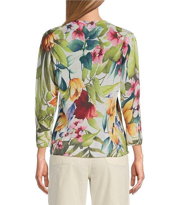 Tommy Bahama Verde Bloom Addison Lightweight Linen Blend V-Neck Wrap Cardigan Product Image