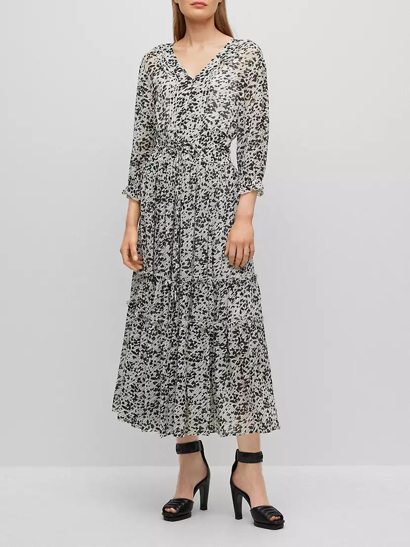 Midi Dress With Seasonal Print And V-Neckline Product Image