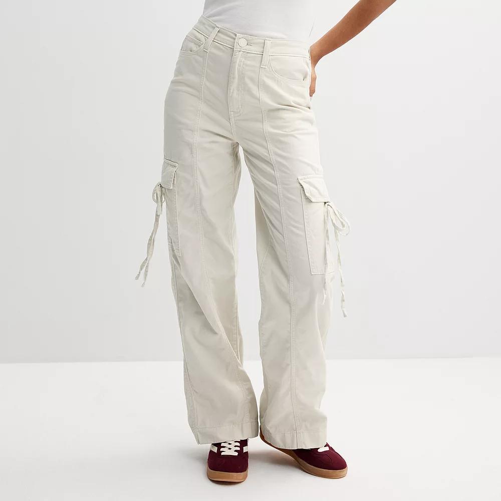 Juniors' SO® Relaxed Fit Bow Cargo Wide Leg Pants, Women's, Size: XL Short, Red Wind Product Image