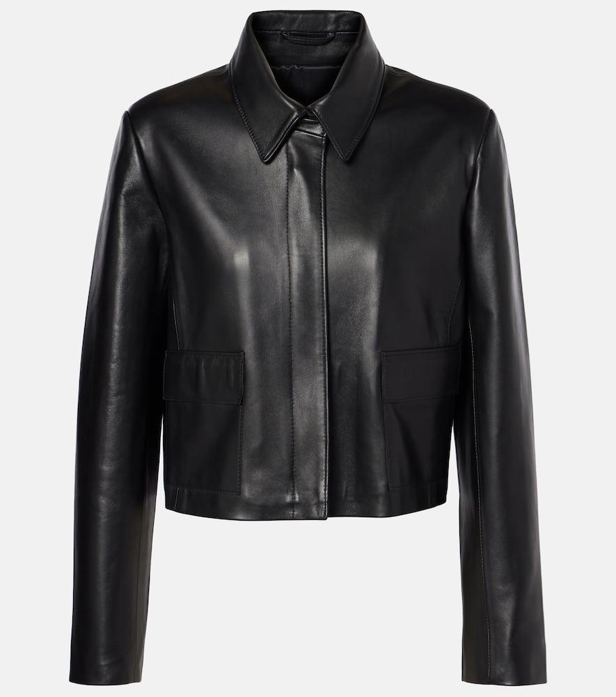 NOUR HAMMOUR Bleeker Cropped Leather Jacket In Black Product Image