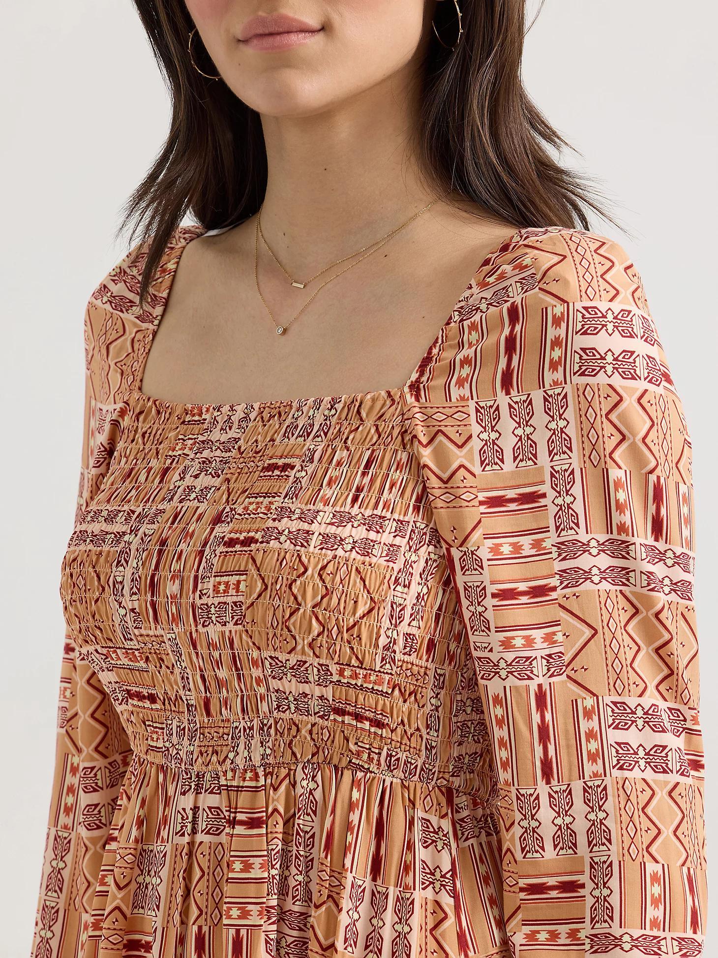 Women's Smocked Bodice A-Line Dress in Geo Product Image