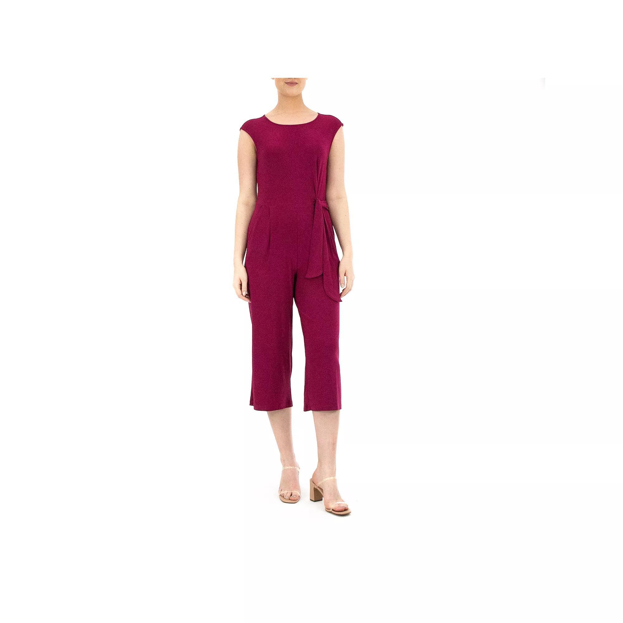 Women's Nina Leonard Sleeveless Culotte Jumpsuit, Size: XL, Dark Pink Product Image
