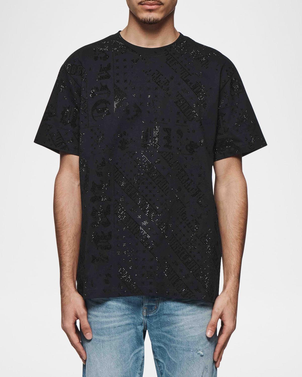 Mens Crystal Embellished Crewneck T-Shirt Product Image