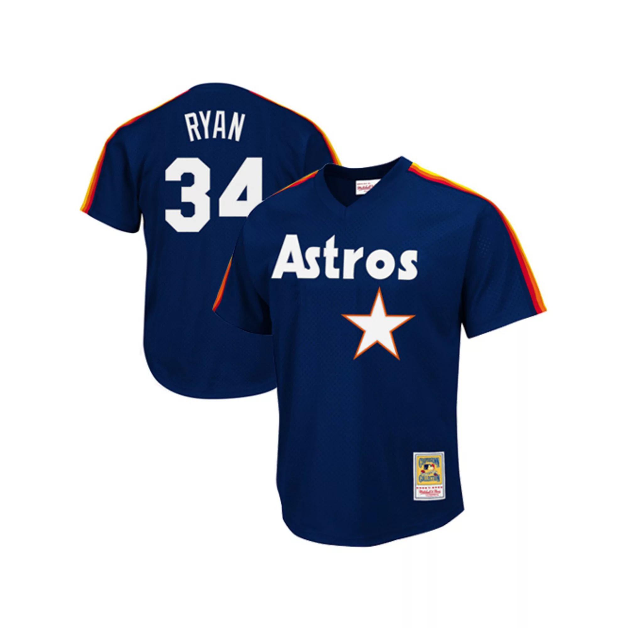 Men's Mitchell & Ness Nolan Ryan Navy Houston Astros 1988 Authentic Cooperstown Collection Mesh Batting Practice Jersey, Size: 4XL, Blue Product Image