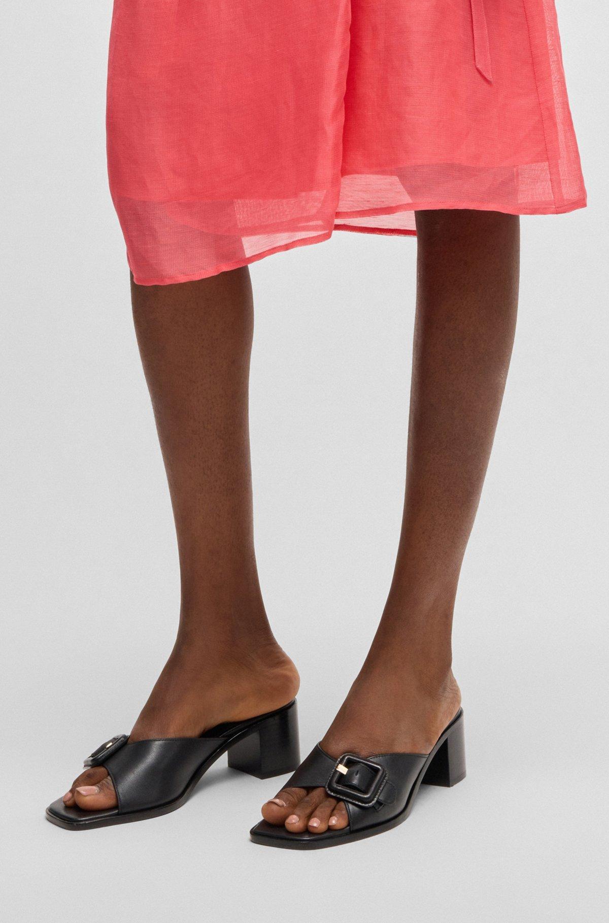 BOSS - Leather mules with buckle detail - Black Product Image