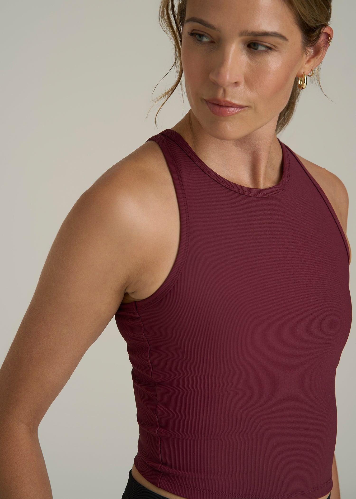 Cropped Ribbed Tank Top for Tall Women in Tawny Port Product Image
