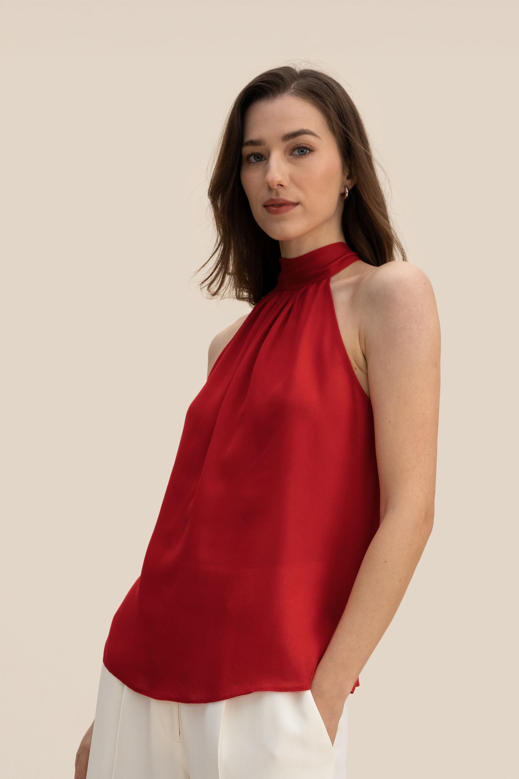 Silk Georgette Halter Neck Top Product Image