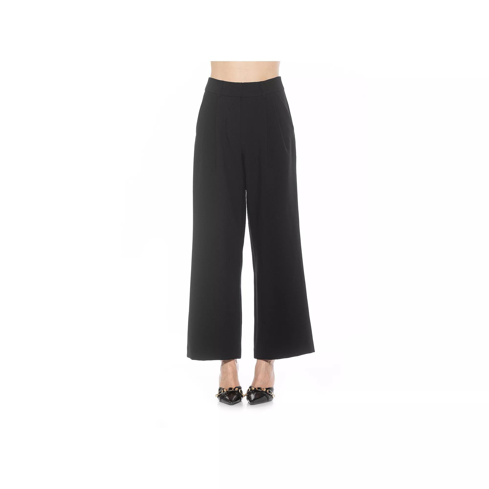 Women's ALEXIA ADMOR Elodie Belted Front Zip Wide Leg Pant, Size: 12, Black Product Image