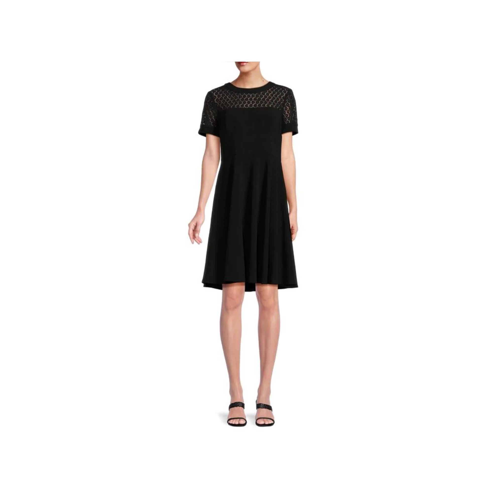 Women's Focus By Shani Fit & Flare Crepe & Lace Dress, Size: 2, Pink Product Image