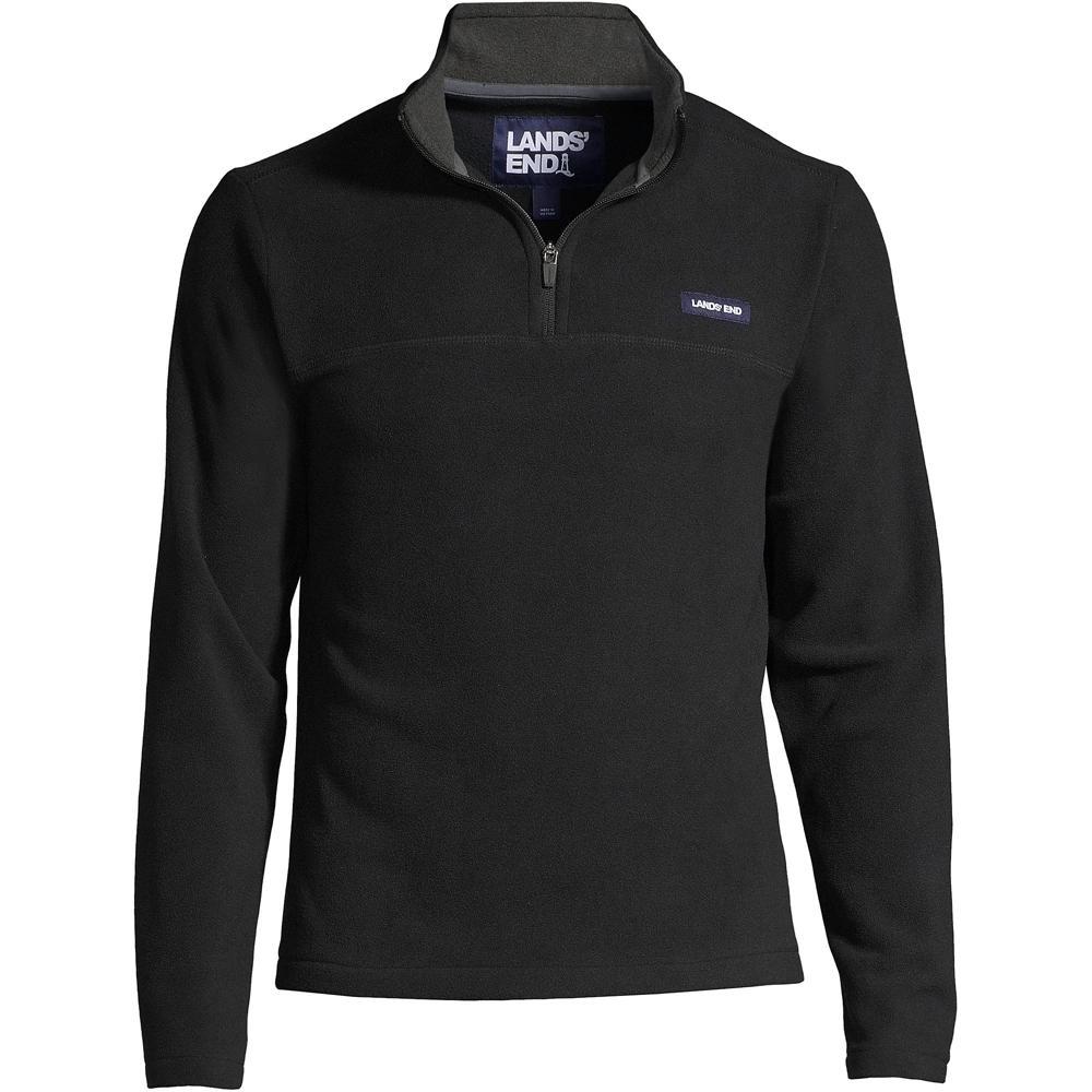 Big & Tall Lands End Fleece Quarter-Zip Pullover, Mens Dark Grey Heather Product Image