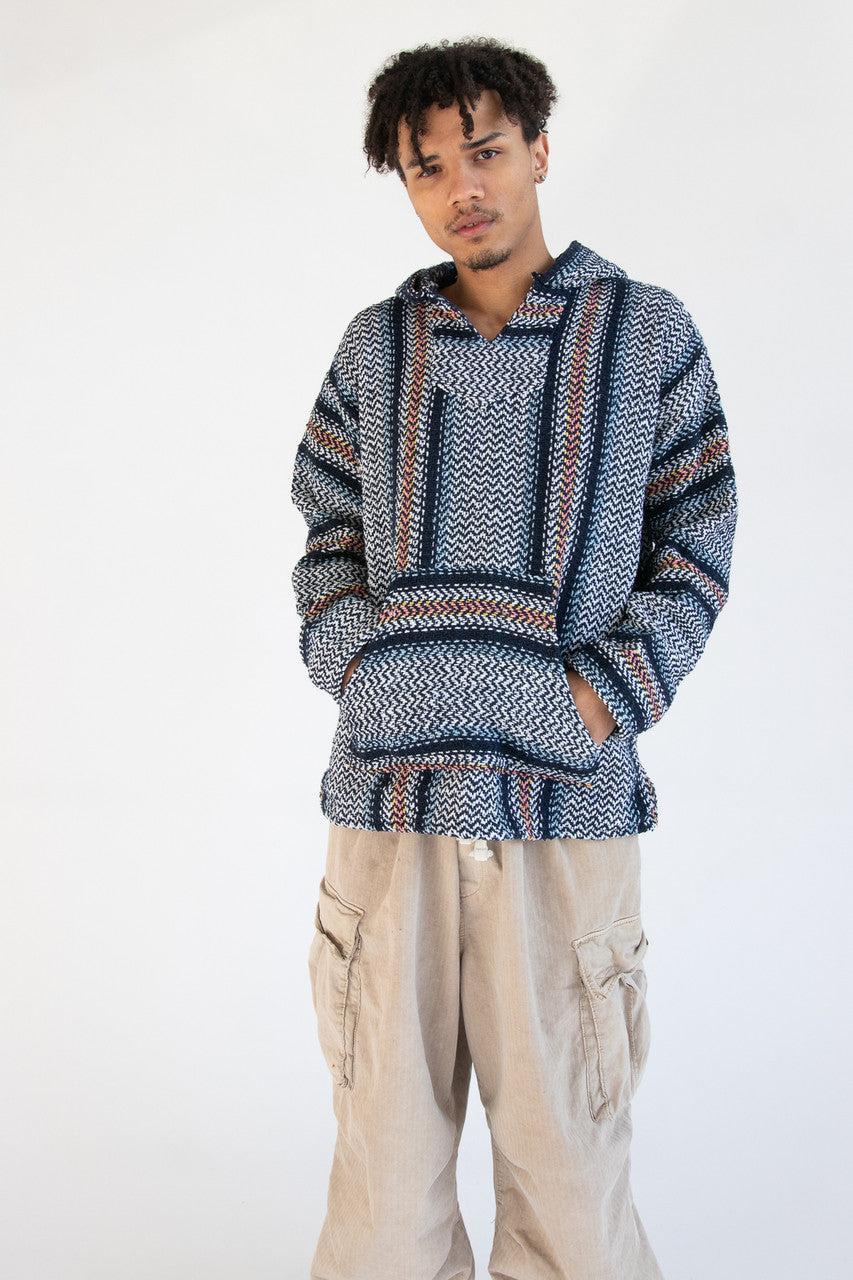 Salmon Stripe Blue Baja Hoodie Product Image