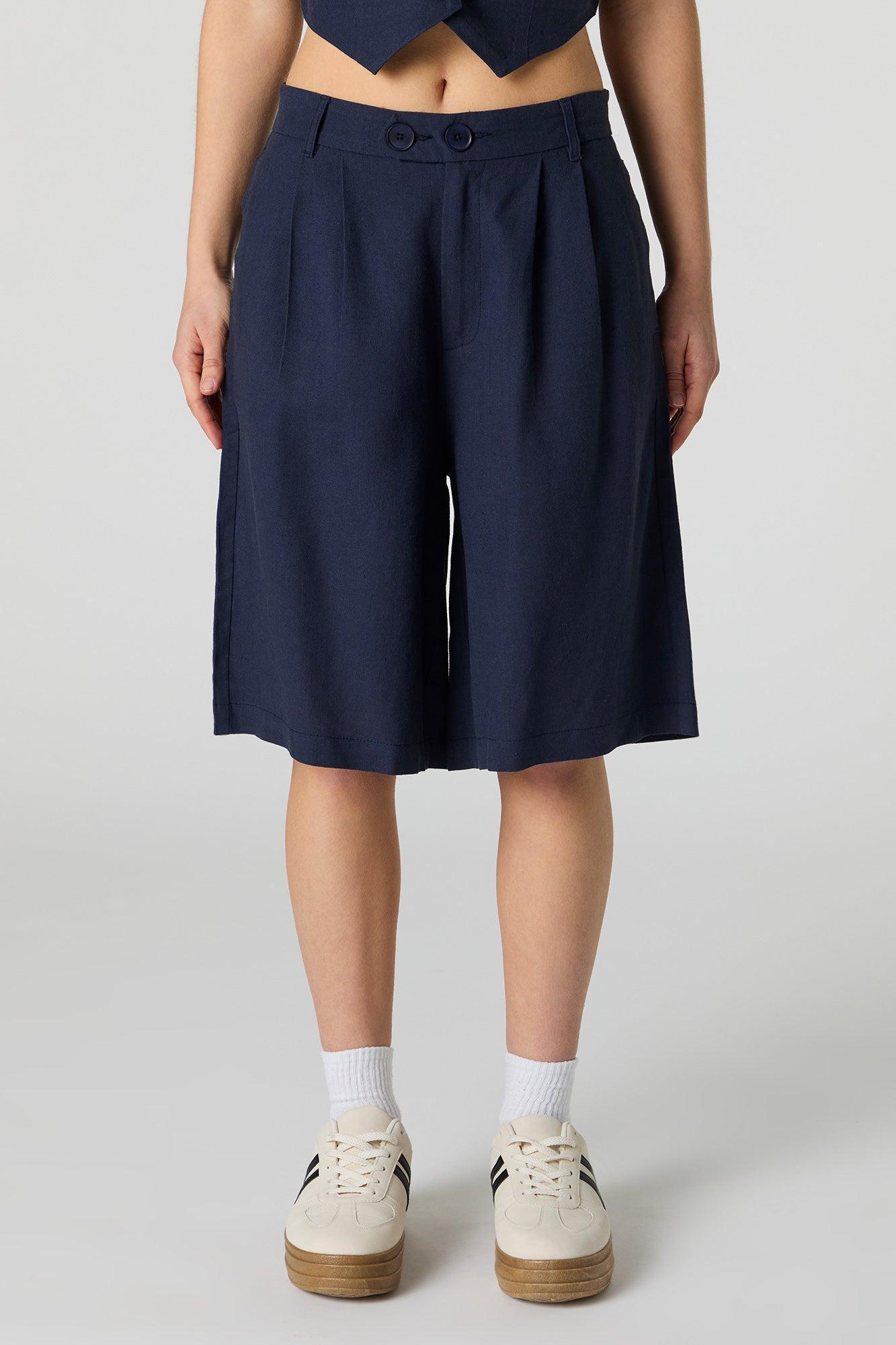 Linen-Blend Bermuda Dress Short Female Product Image