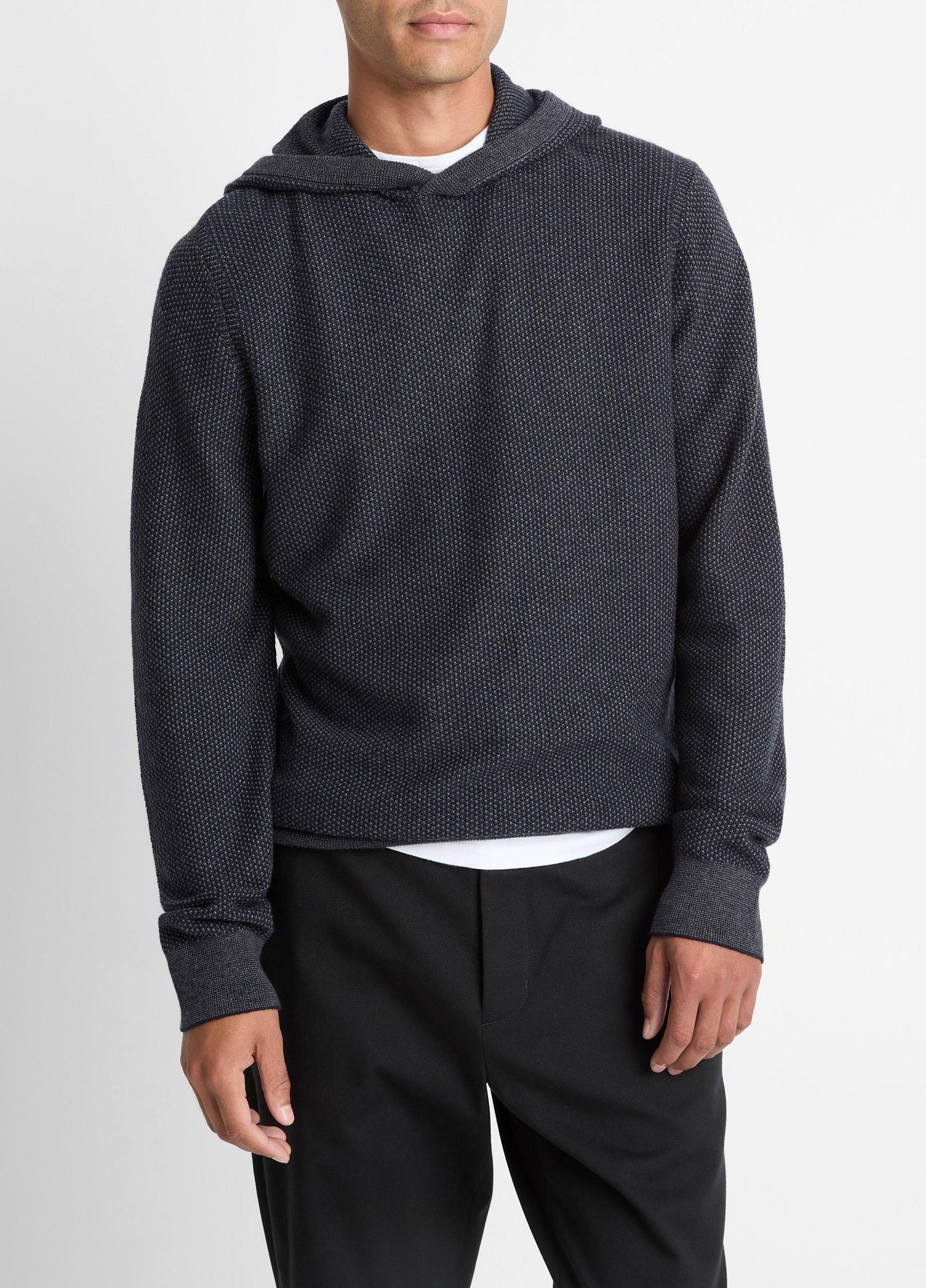 Geo-Jacquard Wool-Blend Sweater Hoodie Product Image