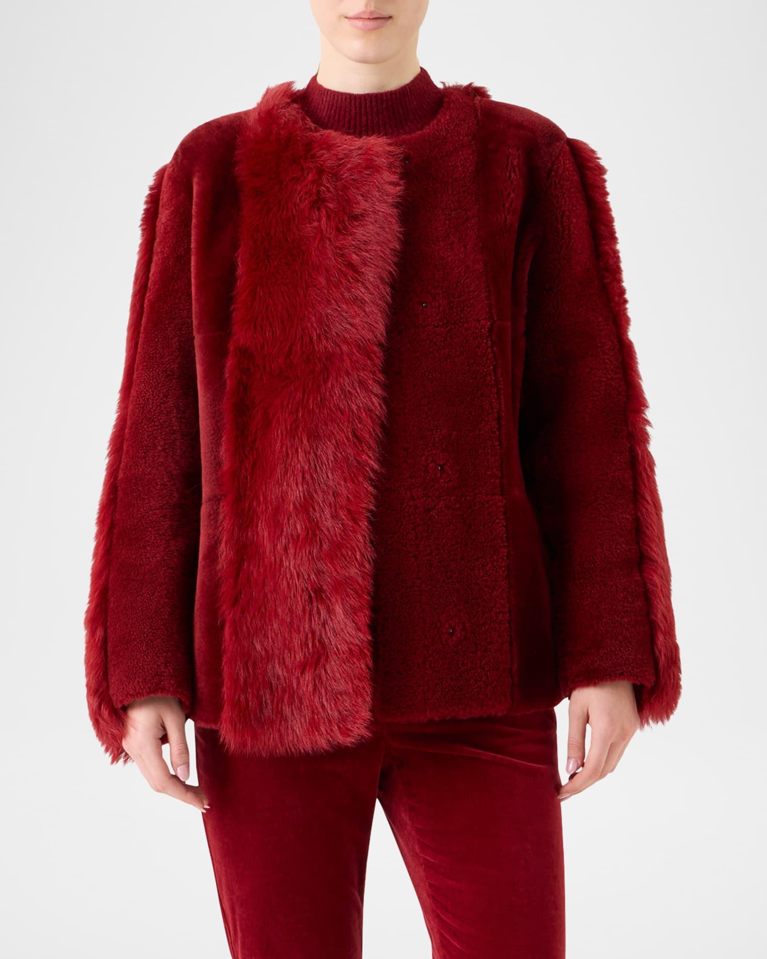 Vertical Paneled Lamb Shearling Jacket Product Image