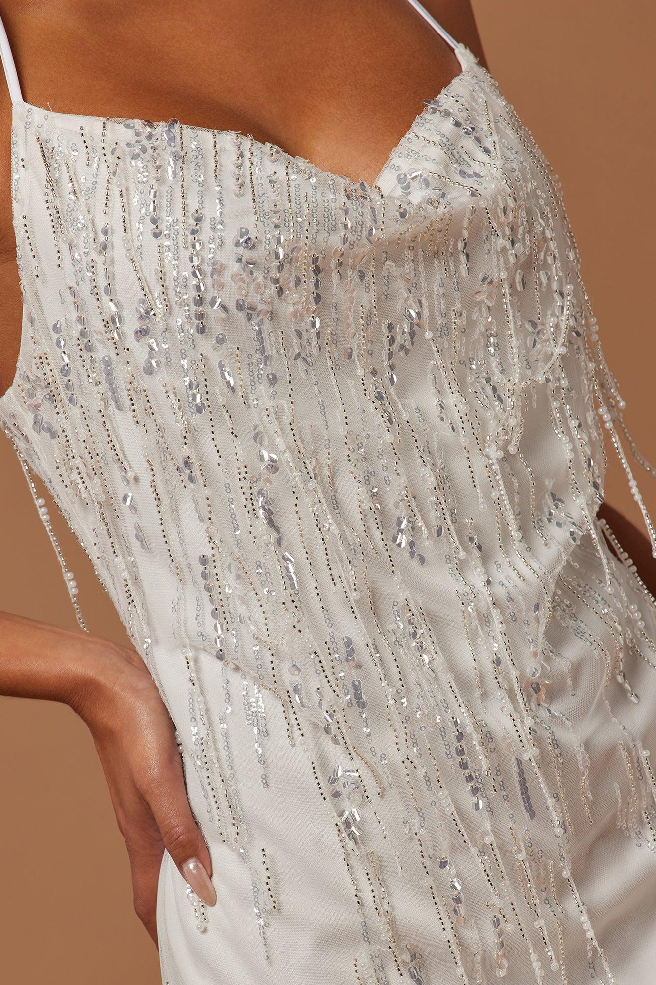 Isabelle Sequin Mini Dress - White Product Image