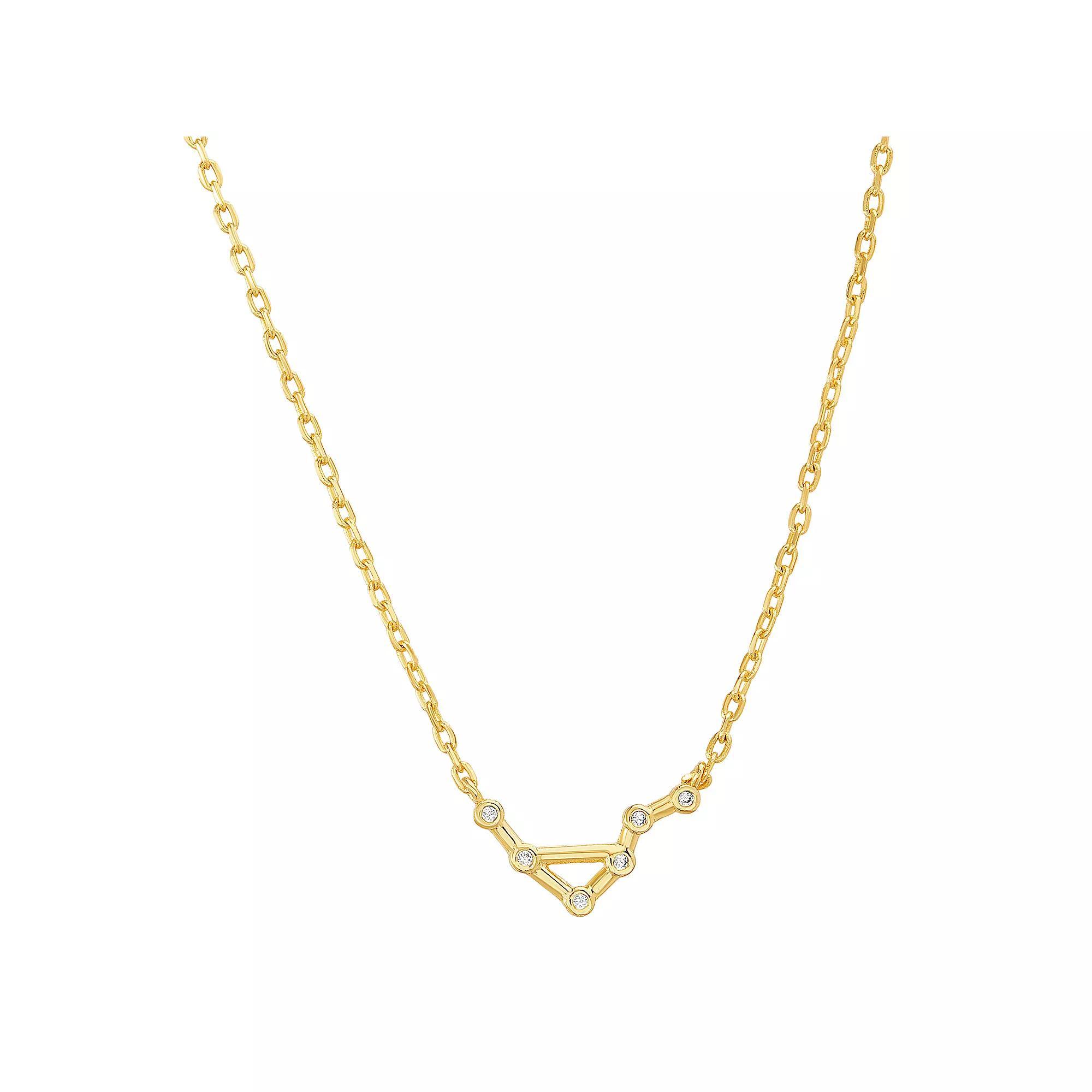 Paige Harper Sterling Silver Cubic Zirconia Zodiac Constellation Necklace, Womens Libra Product Image