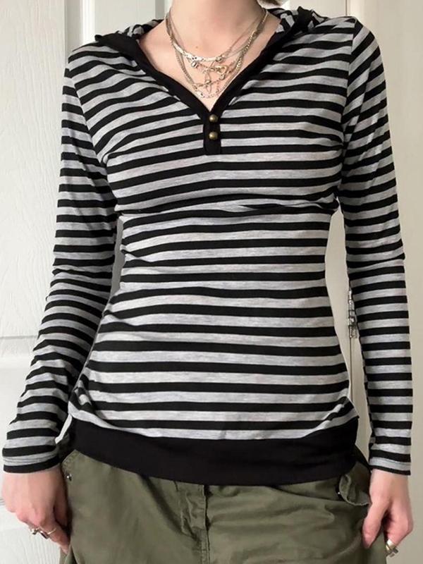 Casual Simple Contrast Stripes Long Sleeve Product Image