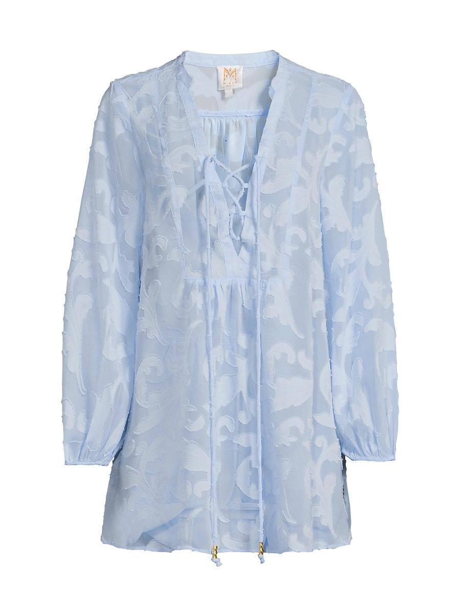 Womens Scroll Burnout V-Neck Minidress Product Image