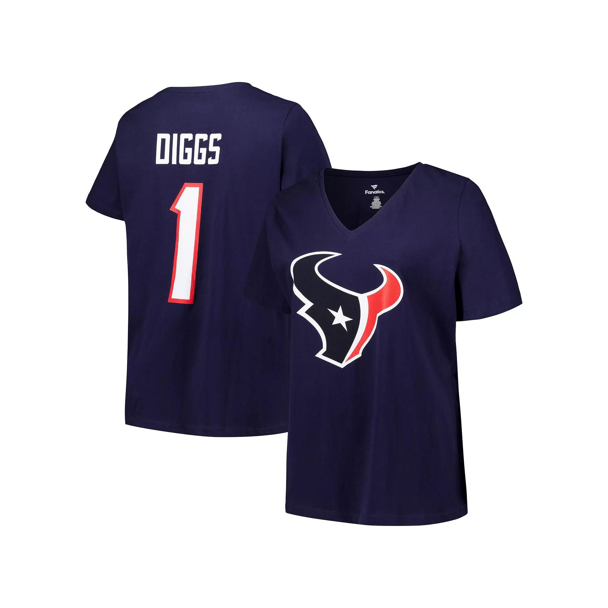 Women's Fanatics Stefon Diggs Navy Houston Texans Plus Size Player Name & Number V-Neck T-Shirt, Size: 3XL, Blue Product Image