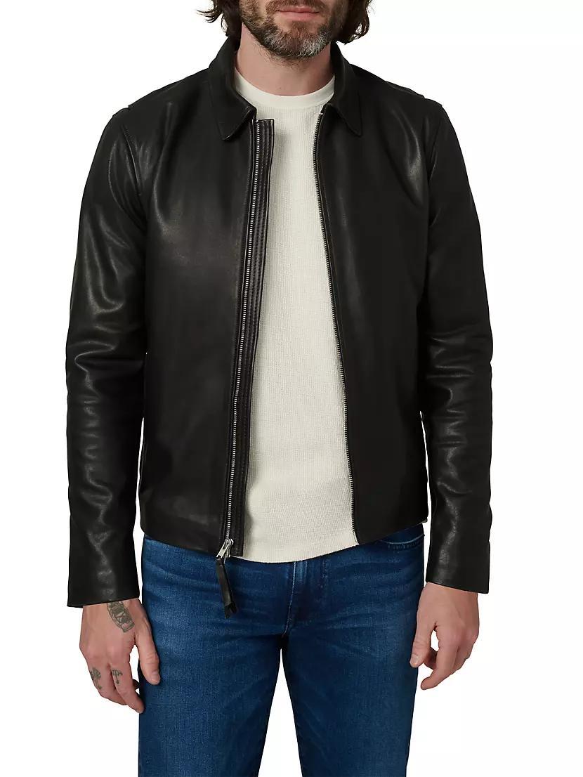 Mens Refined Leather Moto Jacket Product Image