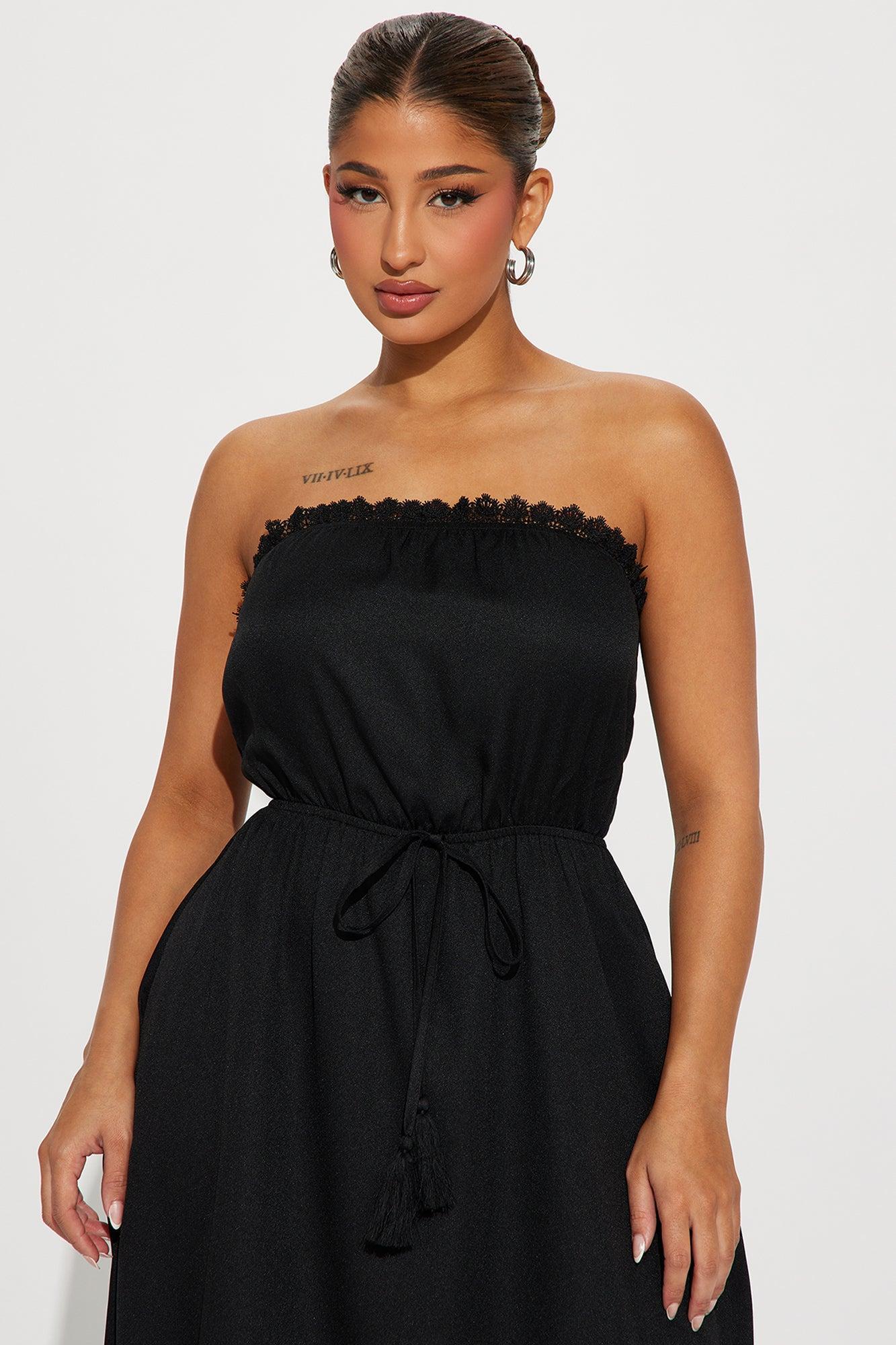 Hannah Ruffle Midi Dress - Black Product Image