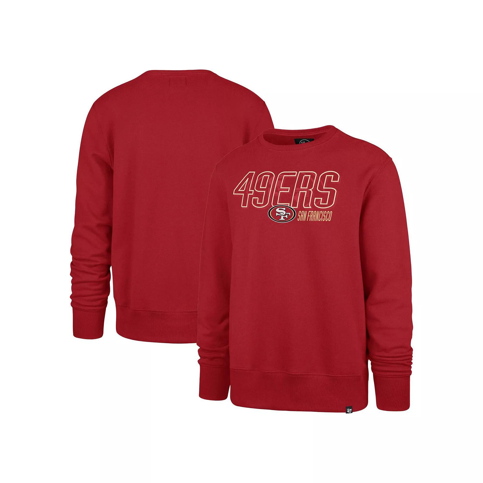 Men's '47 Scarlet San Francisco 49ers Locked In Headline Pullover Sweatshirt, Size: XL, Red Product Image