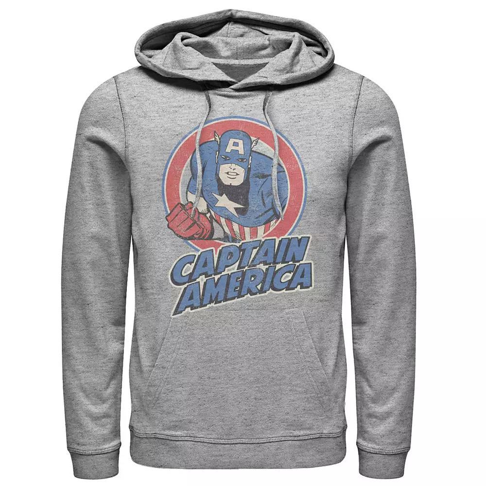 Men's Marvel Captain America Retro Style Portrait Hoodie, Size: Large, Athletic Grey Product Image