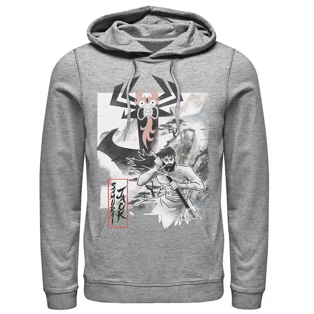 Men's Cartoon Network Samurai Jack Aku Water Color Paint Sketch Hoodie, Size: XL, Athletic Grey Product Image