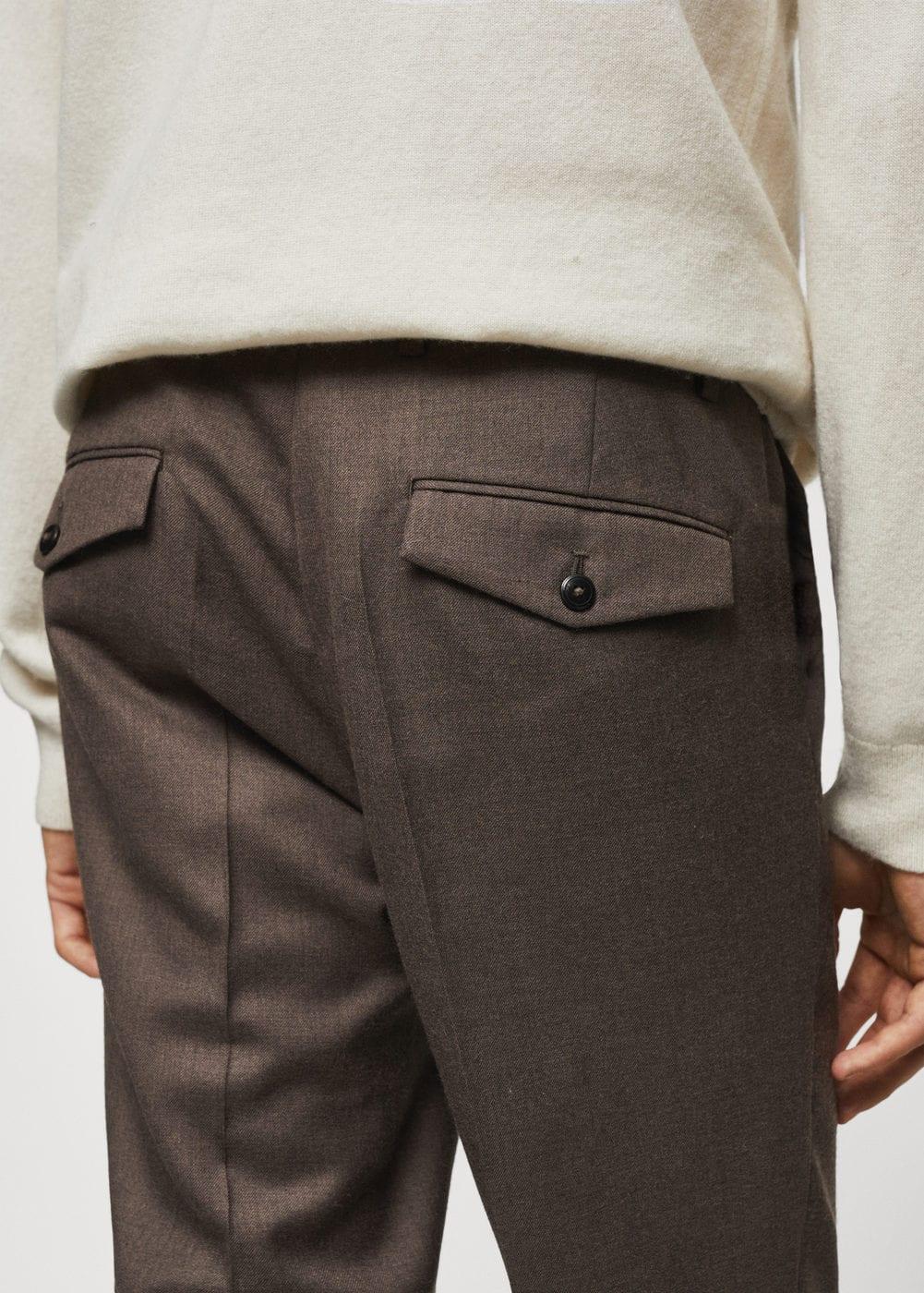 Mango Mens Slim-Fit Cotton Pleated Pants Product Image