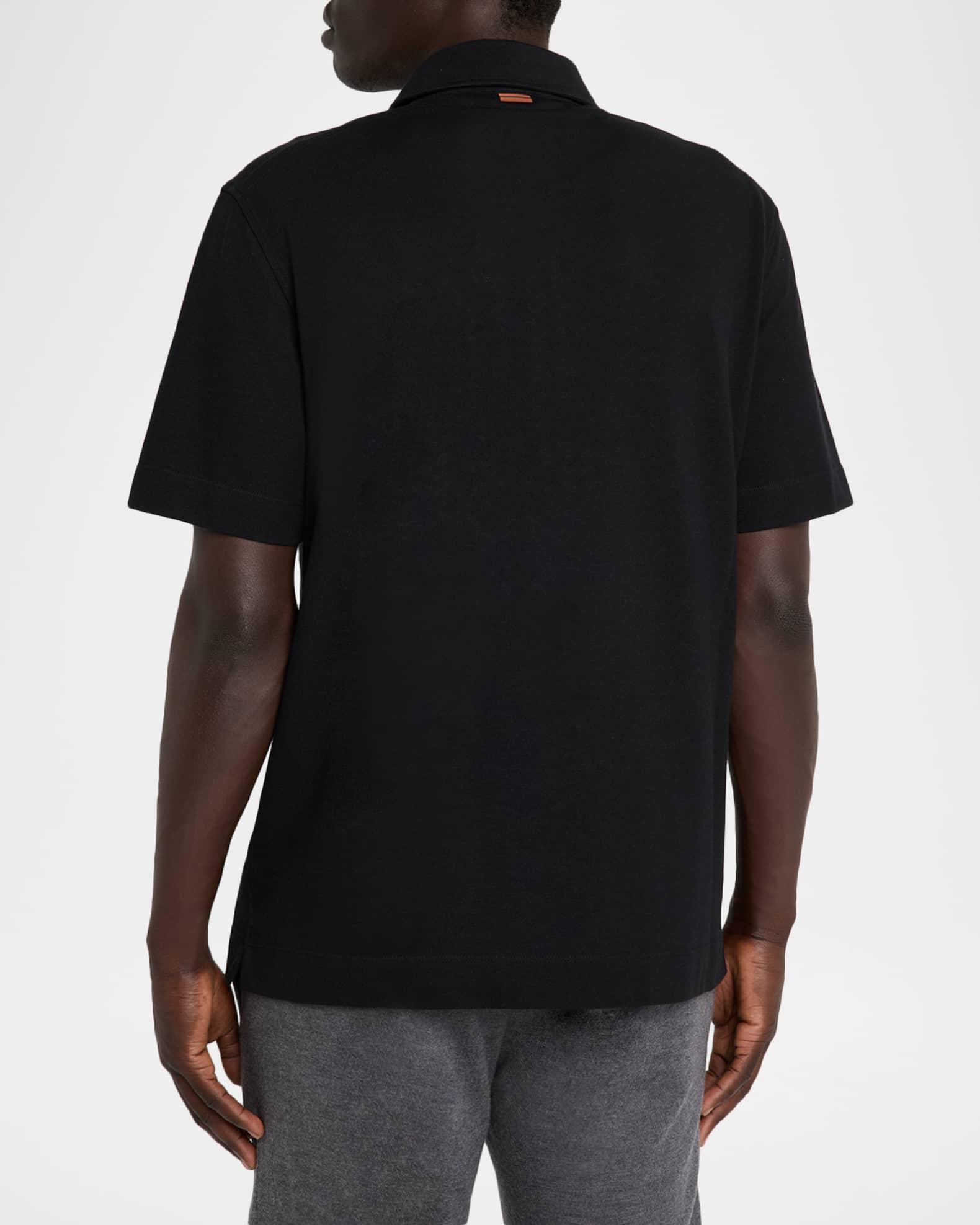 Men's Cotton Polo Shirt with Leather-Trim Pocket Product Image