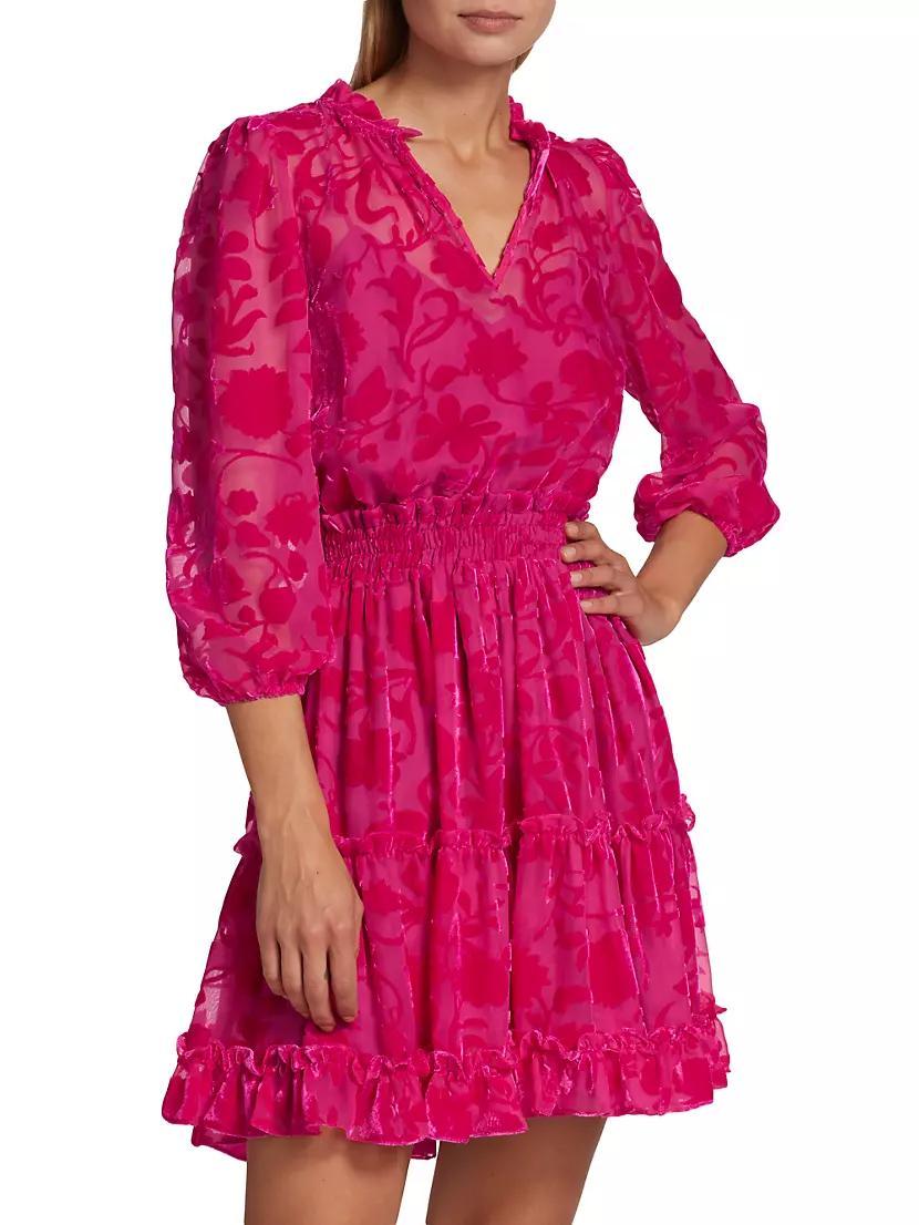 Arlene Smocked Velvet Minidress Product Image