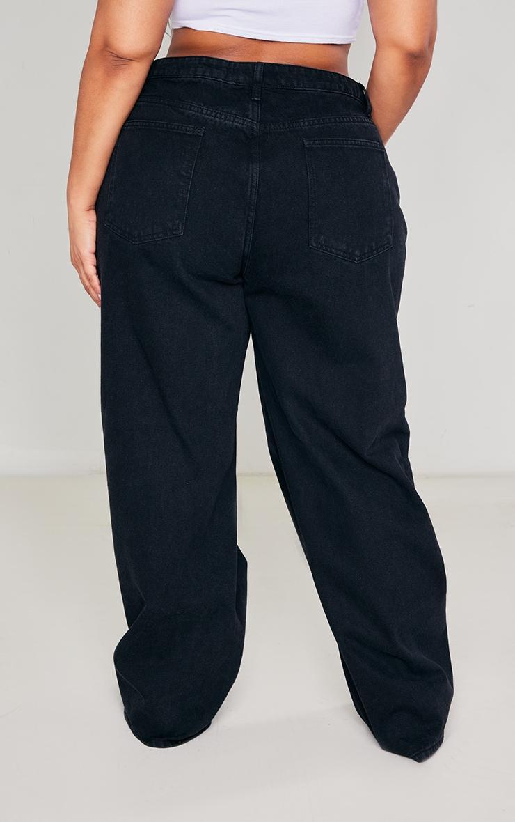 Plus Black High Waist Faded Boyfriend Jeans Product Image