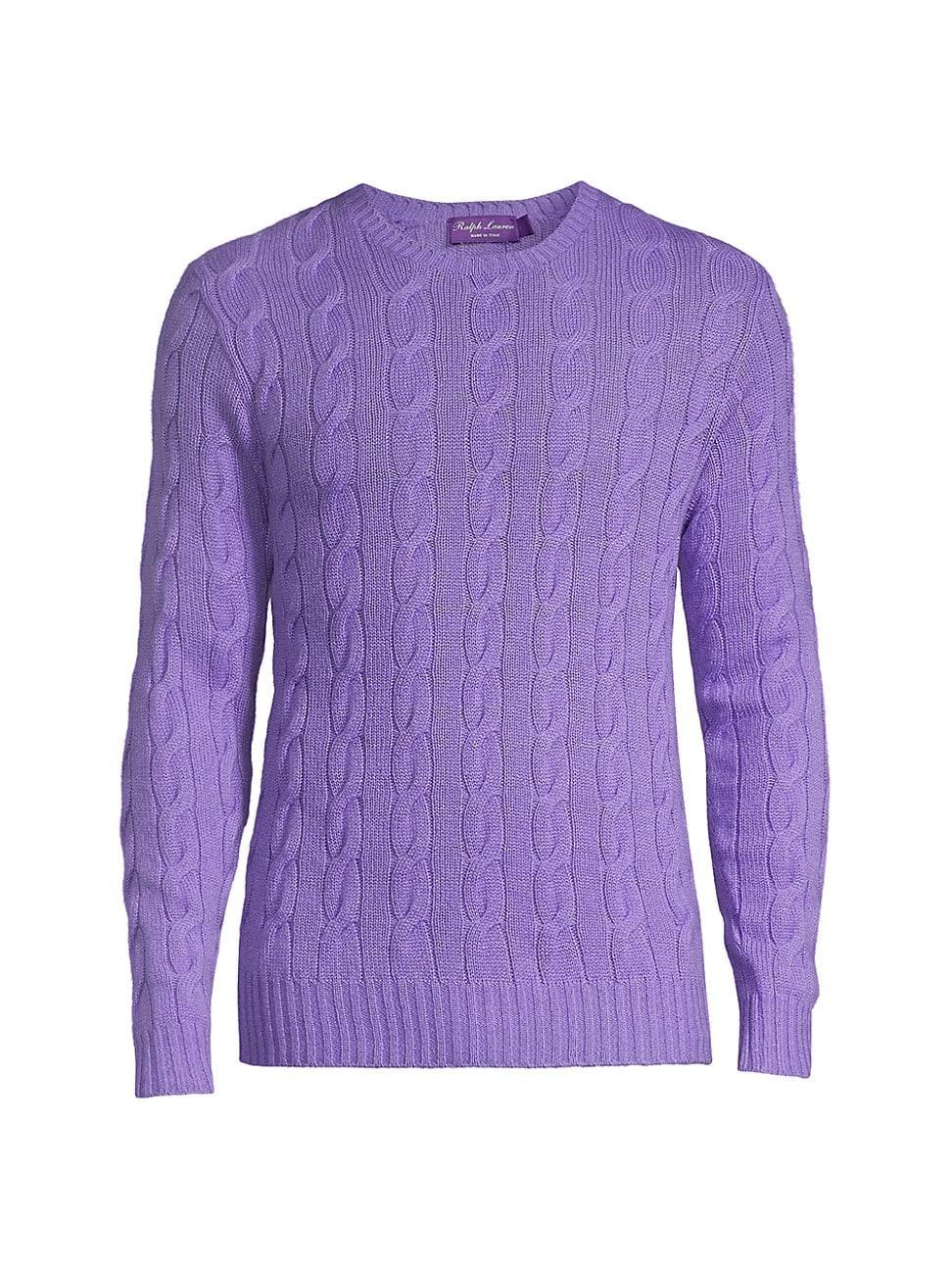 Cashmere Cable-Knit Crewneck Sweater, Cream Product Image