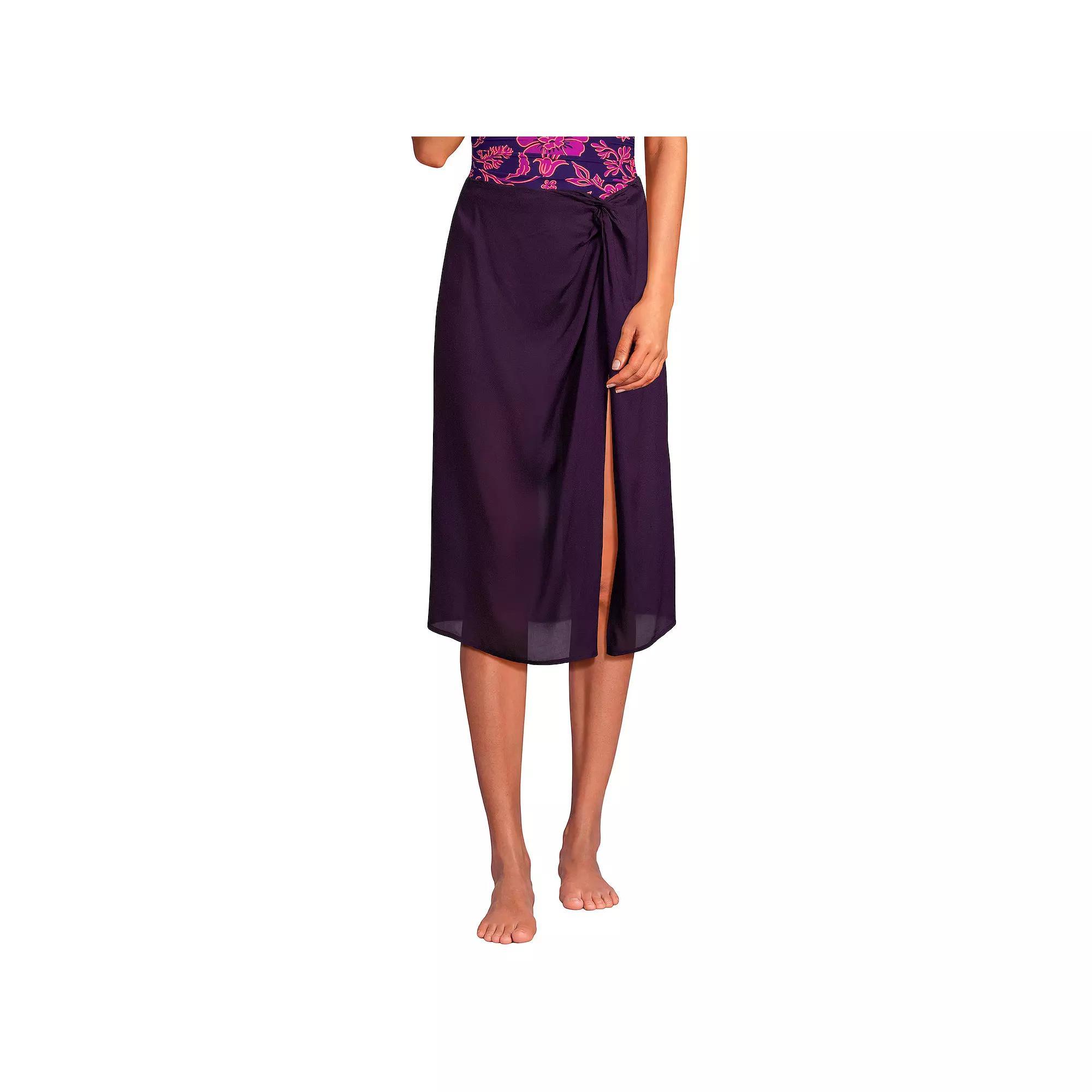 Women's Lands' End Sheer Twist Front Knee Length Swim Cover-up Skirt, Size: Large, Prism Pink Product Image