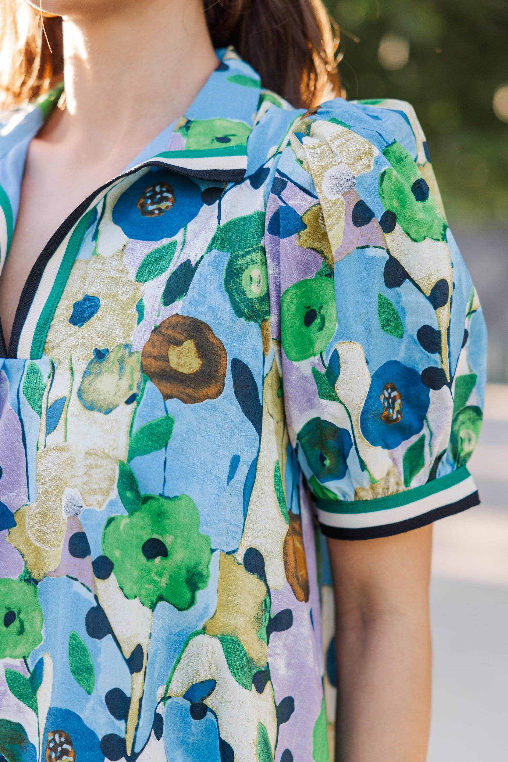 Way Back When Blue Floral Dress Female Product Image