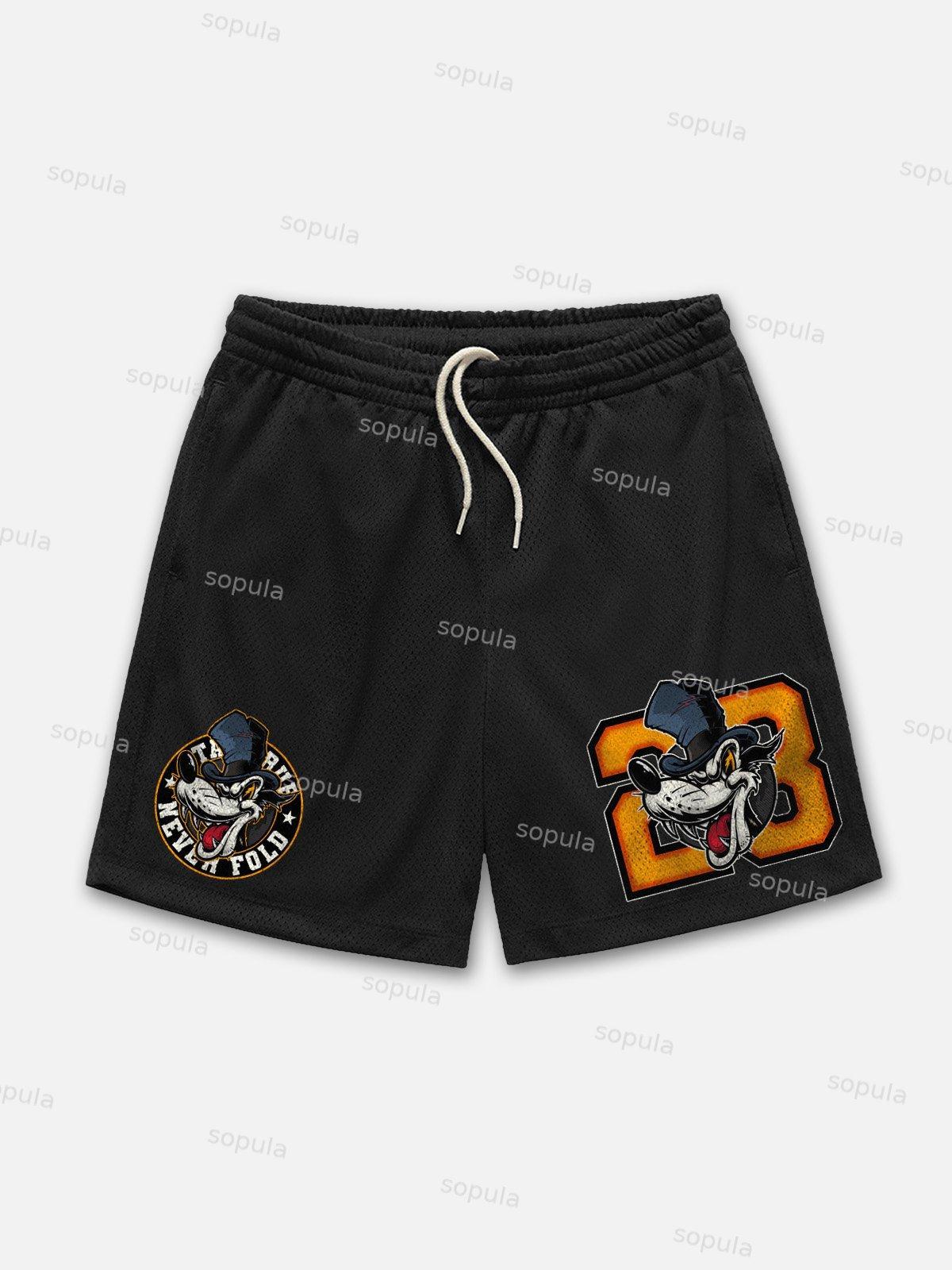 Streetwear Y2k Hip Hop Gothic Graphic Mesh Shorts Product Image