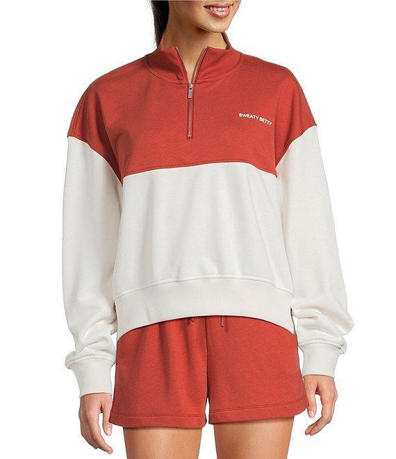 Sweaty Betty Revive Organic Cotton Coordinating Stand Collared Half-Zip Crop Sweatshirt Product Image