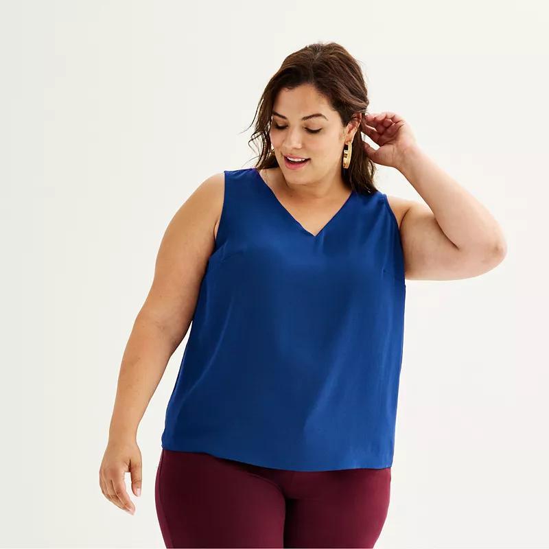 Plus Size Nine West Essential V-Neck Tank Top, Women's, Size: 0X, Ivory Tusk Product Image