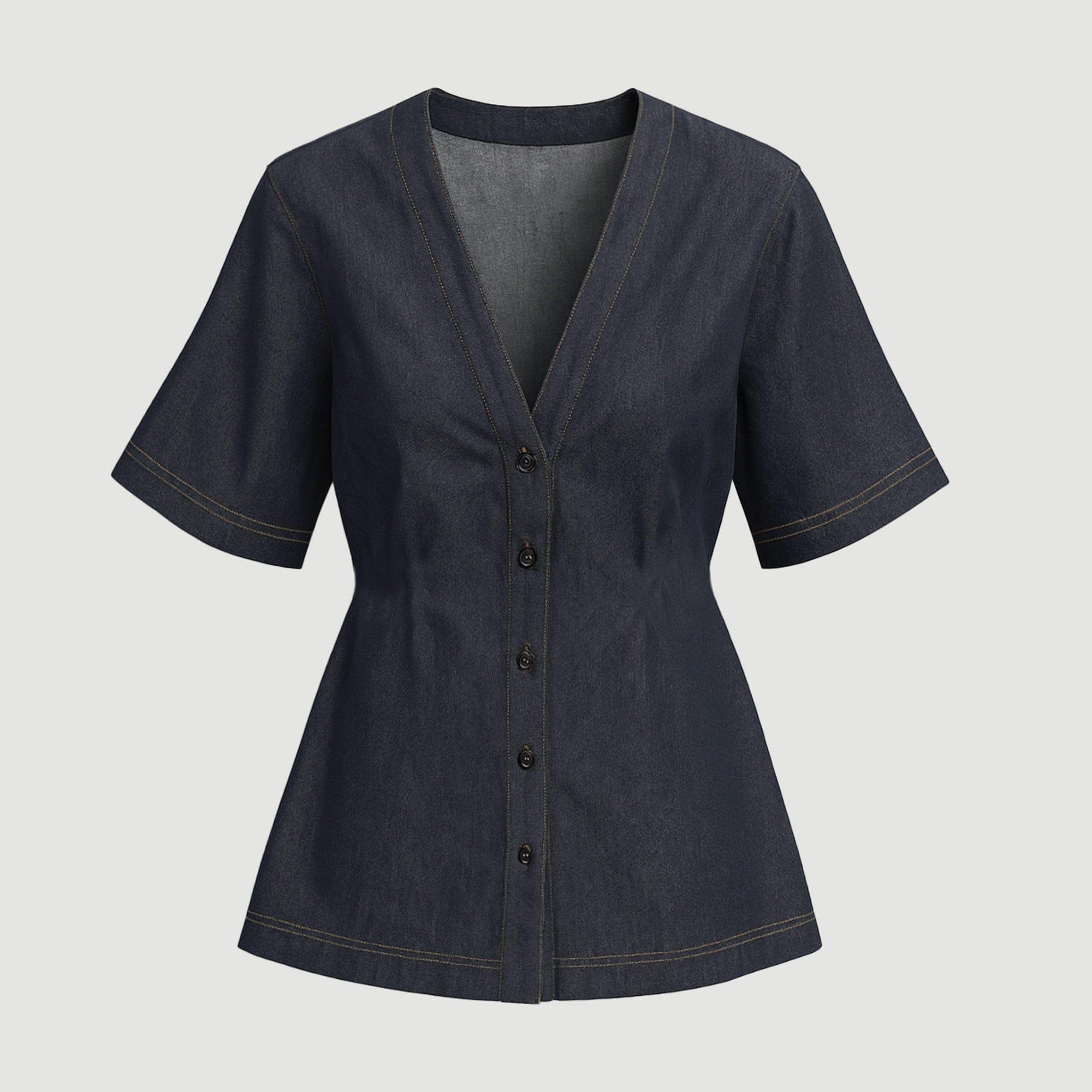 Emma Cinch-Waist Denim Shacket Product Image