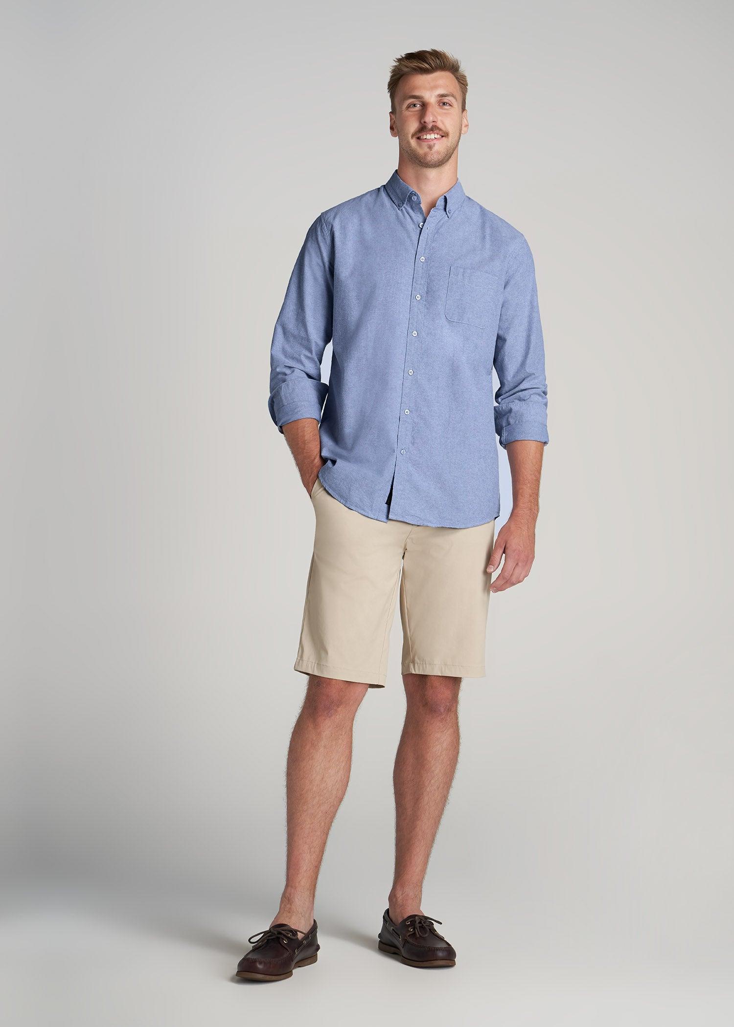 Washed Oxford Shirt for Tall Men in Dark Sky Blue Product Image