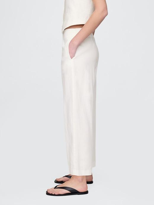 Linen-Blend Relaxed Straight Ankle Pants Product Image